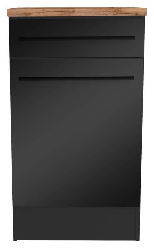 SCHUBKASTENUNTERSCHRANK 50/90/60 cm in Schwarz - Eichefarben/Schwarz, Basics, Holzwerkstoff/Kunststoff (50/90/60cm) - MID.YOU