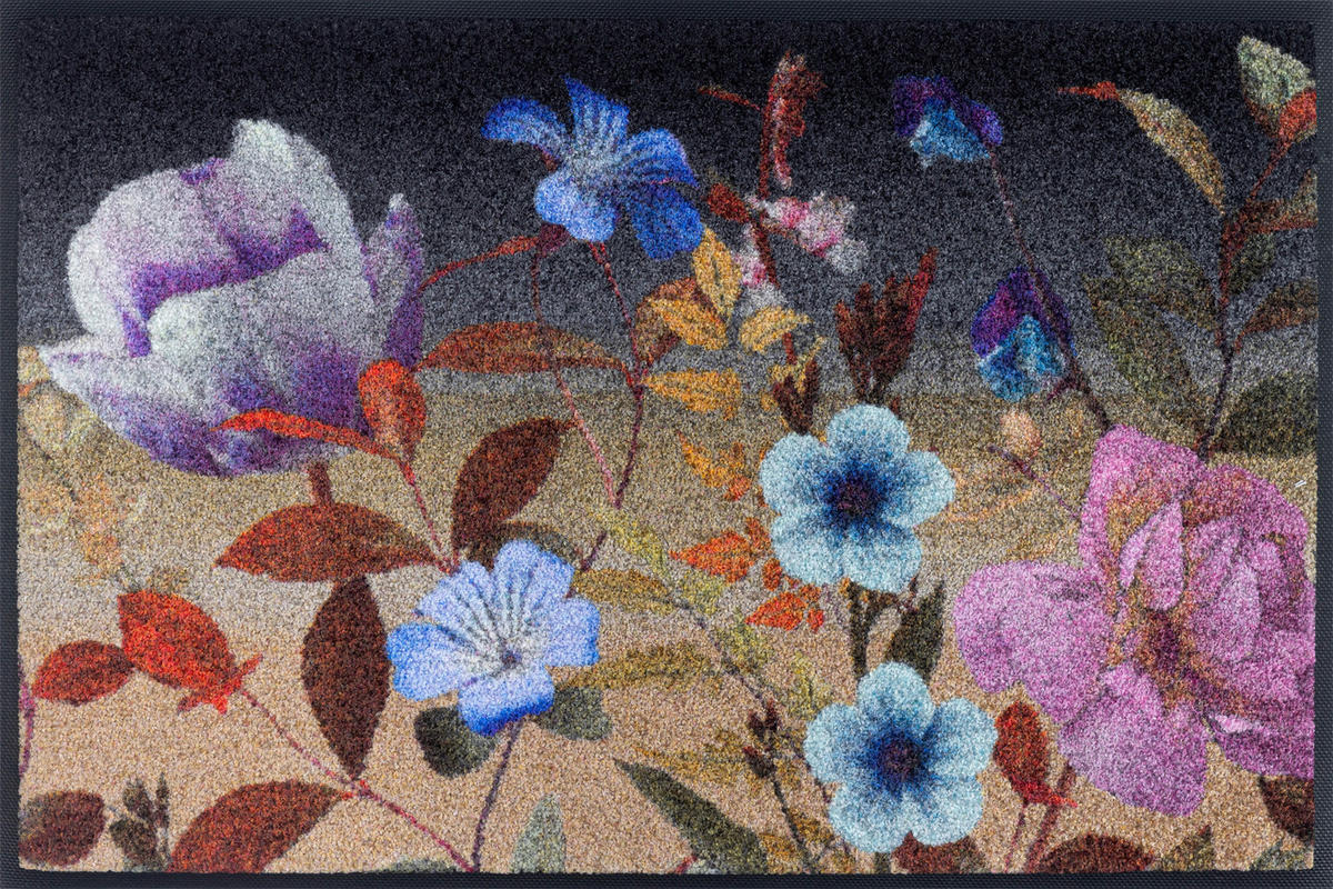 FUßMATTE 50/75 cm Midnight Blooms  - Multicolor, ROMANTIK / LANDHAUS, Kunststoff/Textil (50/75cm) - wash+dry