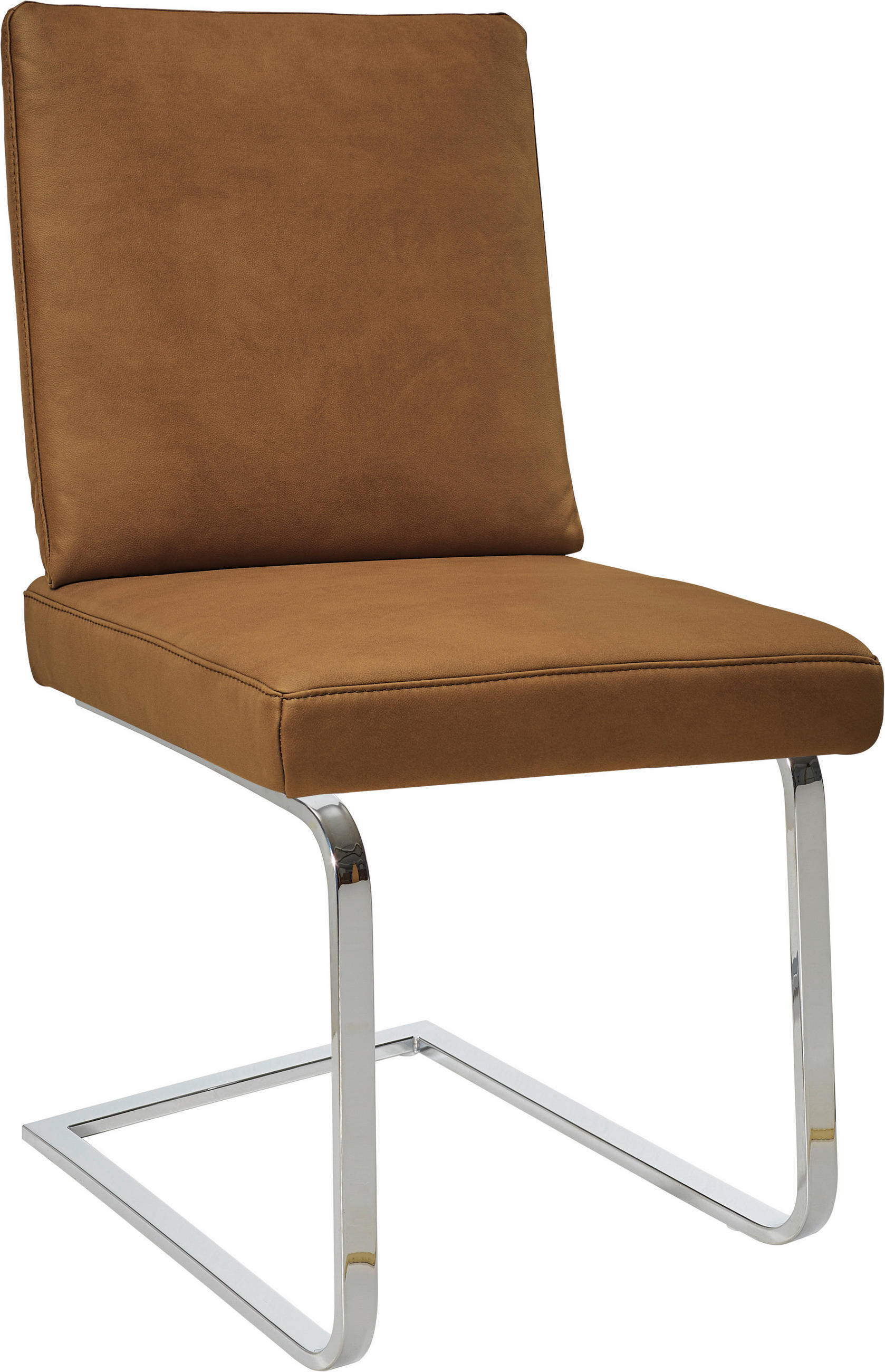 SCHWINGSTUHL  in Stahl Mikrofaser  - Hellbraun/Chromfarben, Design, Textil/Metall (46/92/60cm) - Dieter Knoll