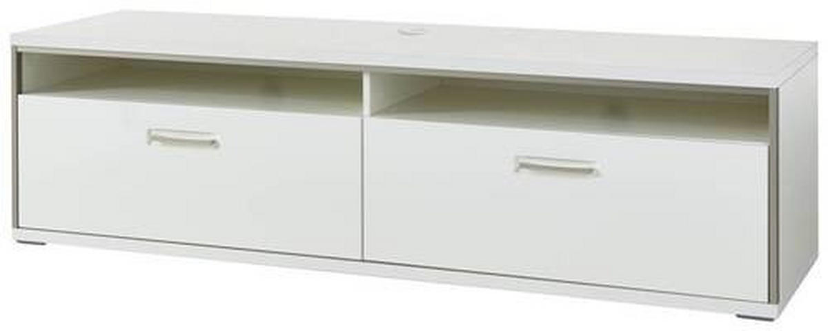 TV-ELEMENT Accra  in 184/51/52 cm  - Weiss Hochglanz/Weiss, Design, Holzwerkstoff/Metall (184/51/52cm) - Livetastic