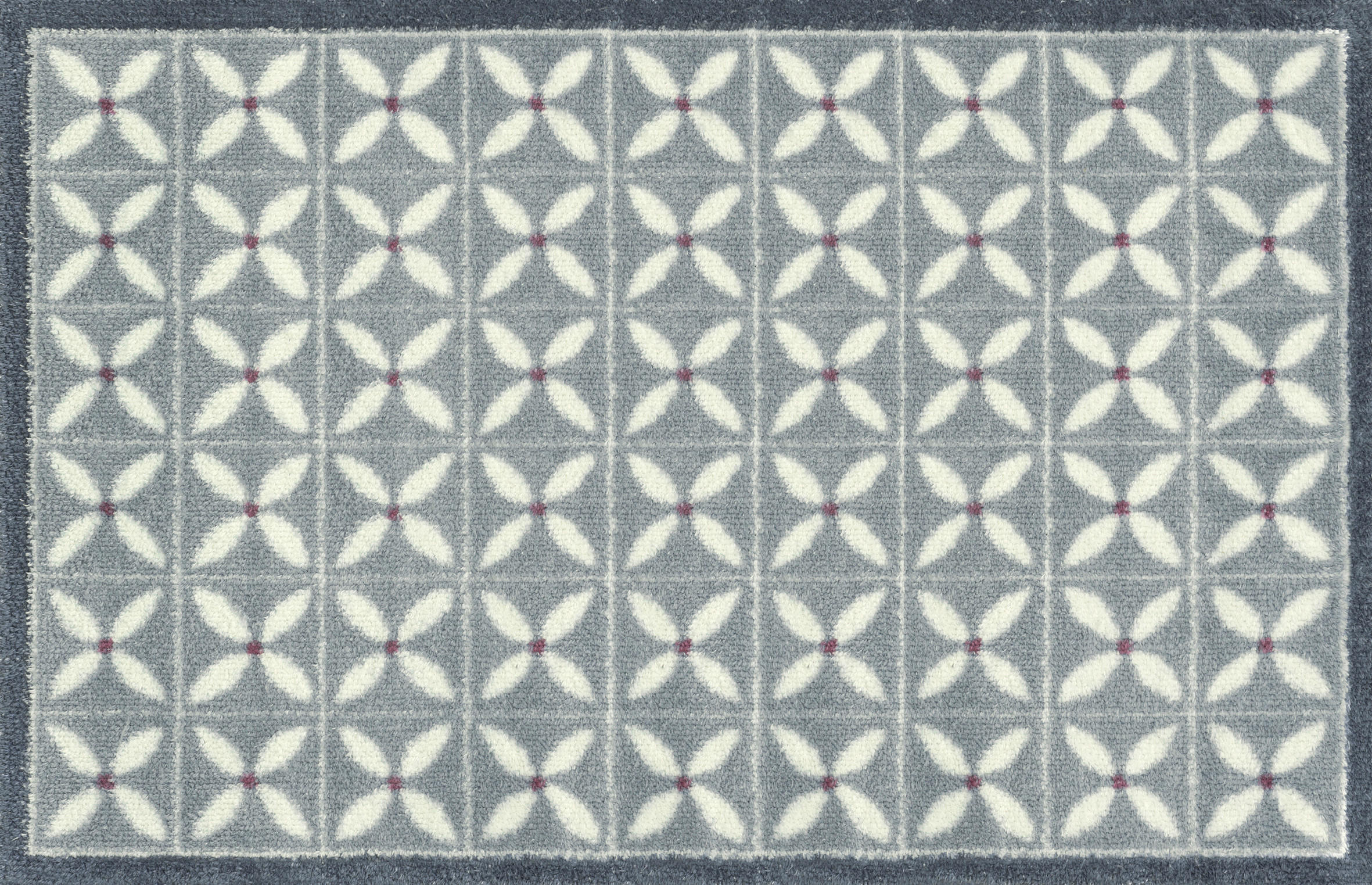 FLACHWEBETEPPICH 75/120 cm Flower Fields Grey Weiß, Hellgrau  - Hellgrau/Weiß, Design, Kunststoff/Textil (75/120cm) - wash+dry