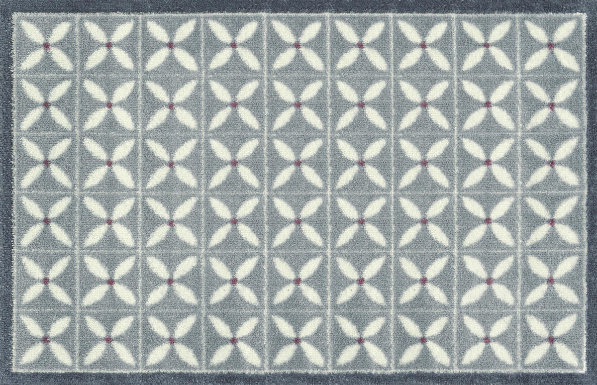 FLACHWEBETEPPICH 75/120 cm Flower Fields Grey Weiß, Hellgrau  - Hellgrau/Weiß, Design, Kunststoff/Textil (75/120cm) - wash+dry