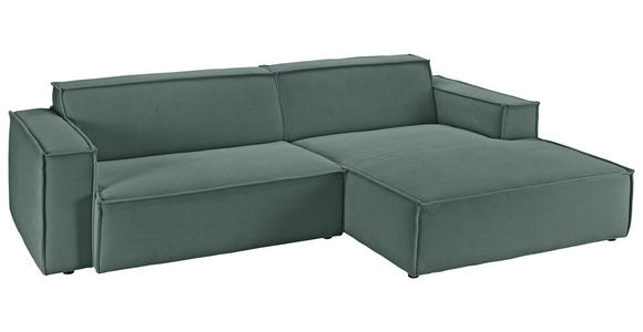 ECKSOFA in Feincord Grün  - Schwarz/Grün, KONVENTIONELL, Kunststoff/Textil (276/168cm) - Hom`in