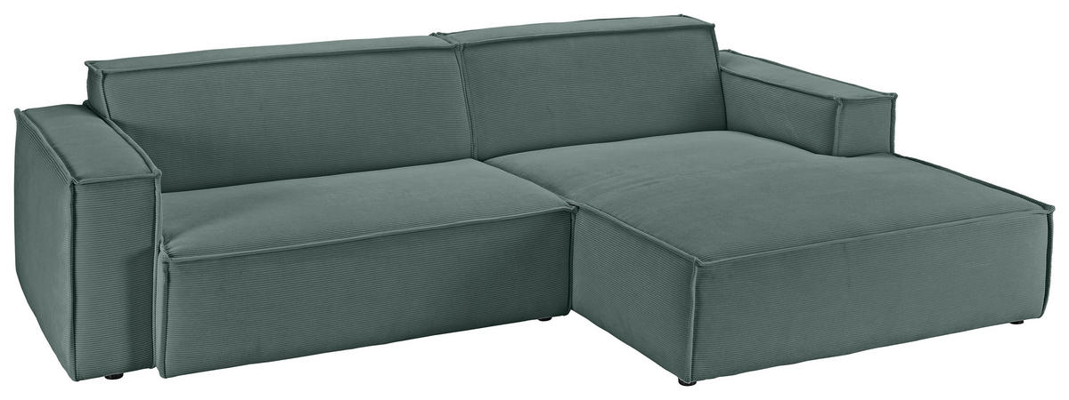 ECKSOFA in Feincord Grün  - Schwarz/Grün, Konventionell, Kunststoff/Textil (276/168cm) - Hom`in