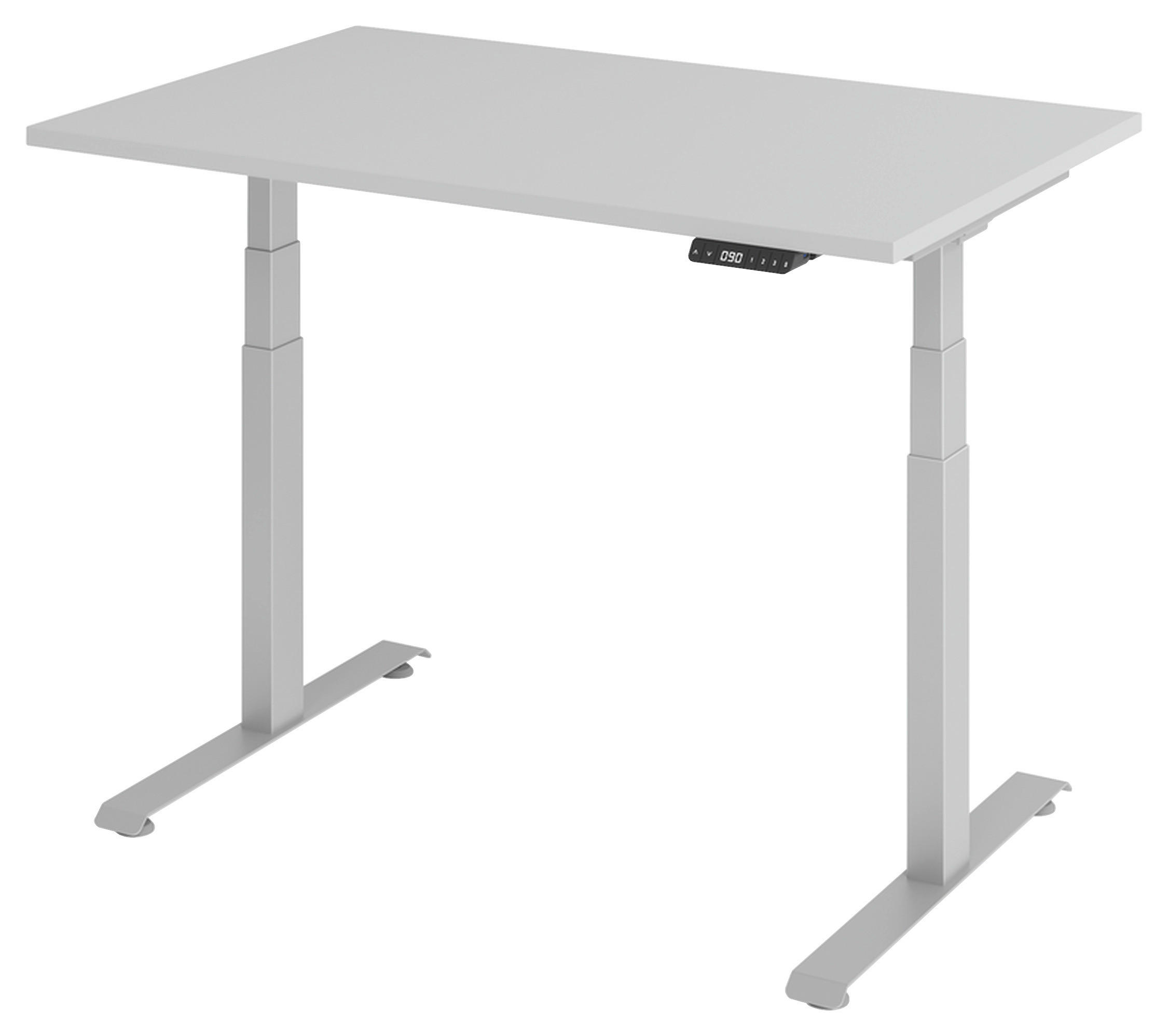 SCHREIBTISCH  Grau, Silberfarben elektrisch höhenverstellbar  - Silberfarben/Grau, KONVENTIONELL, Holzwerkstoff/Metall (140/80/64,5-129,5cm) - Venda