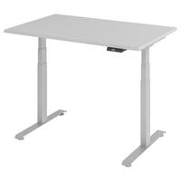 SCHREIBTISCH  Grau, Silberfarben elektrisch höhenverstellbar  - Silberfarben/Grau, KONVENTIONELL, Holzwerkstoff/Metall (140/80/64,5-129,5cm) - Venda