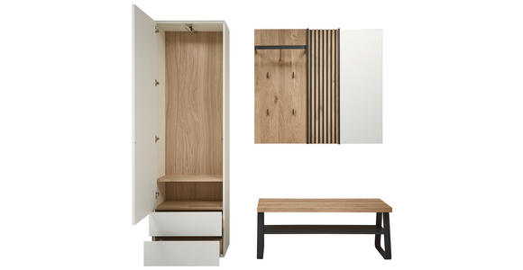 GARDEROBE 4-teilig  in 185/194/42 cm  - Eichefarben/Anthrazit, Design, Glas/Holz (185/194/42cm) - Johann Jakob