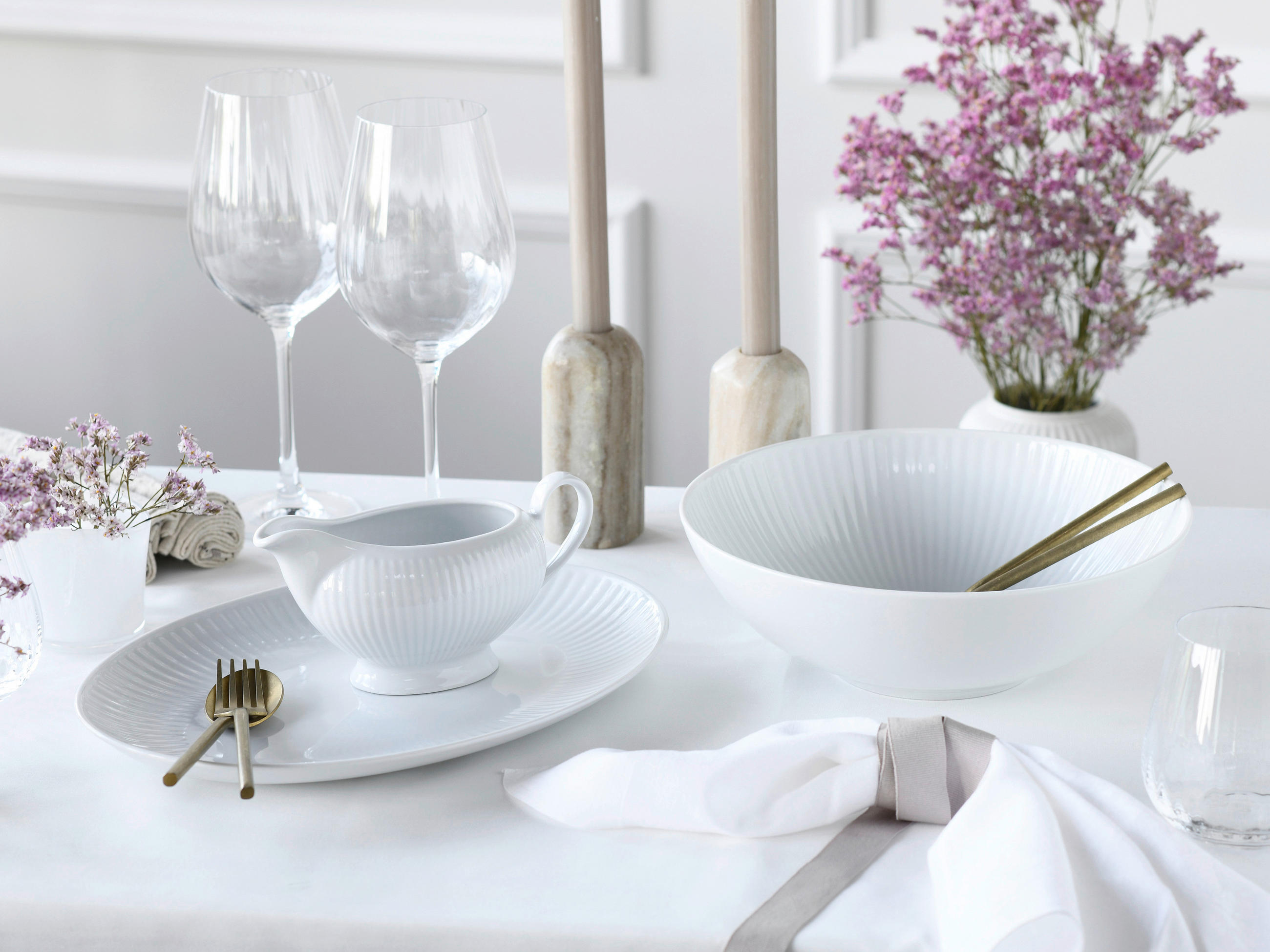 SERVIERSCHALENSET Valencia - Weiß, Design, Keramik - Creatable