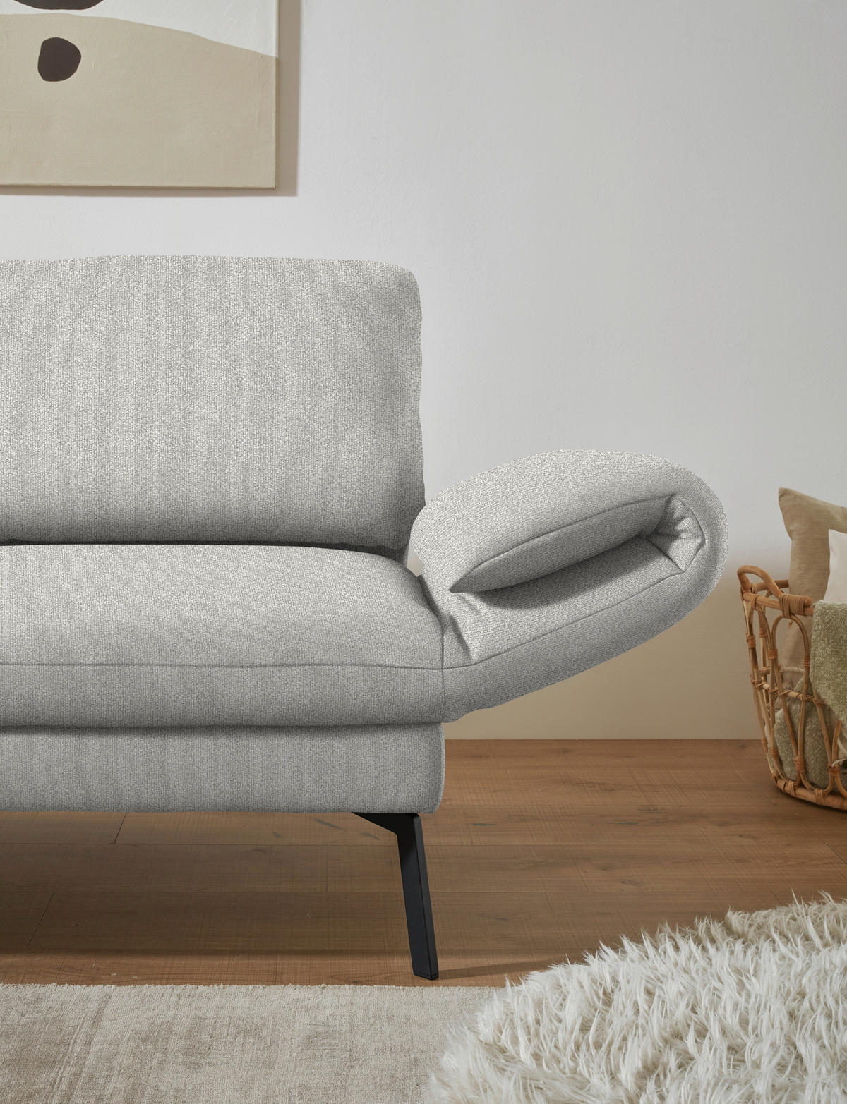 ECKSOFA  in Flachgewebe Silberfarben  175-224/255-365 cm  - Silberfarben/Schwarz, Design, Textil/Metall (175-224/255-365cm) - Dieter Knoll