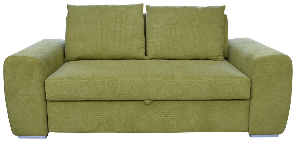 SCHLAFSOFA in Mikrofaser Grün  - Chromfarben/Grün, Design, Holz/Textil (199/92/97cm) - Hom`in
