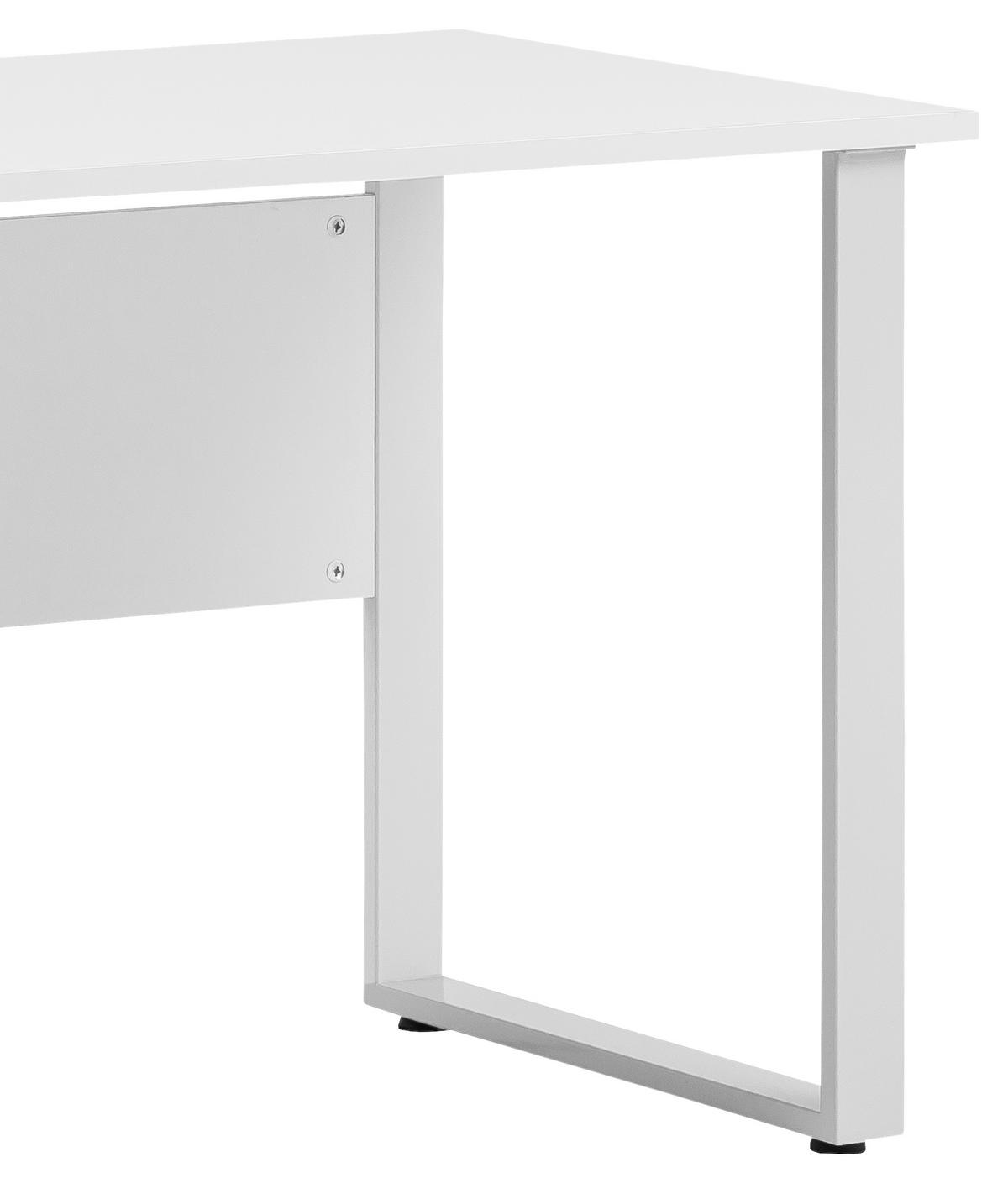 SCHREIBTISCH 160/75/73,2 cm  in Alufarben, Hellgrau  - Hellgrau/Alufarben, KONVENTIONELL, Holzwerkstoff/Metall (160/75/73,2cm) - MID.YOU