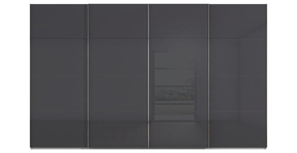 SCHWEBETÜRENSCHRANK 361/223/68 cm 4-türig Schwarz, Seidengrau  - Chromfarben/Seidengrau, Design, Glas/Holzwerkstoff (361/223/68cm) - Novel