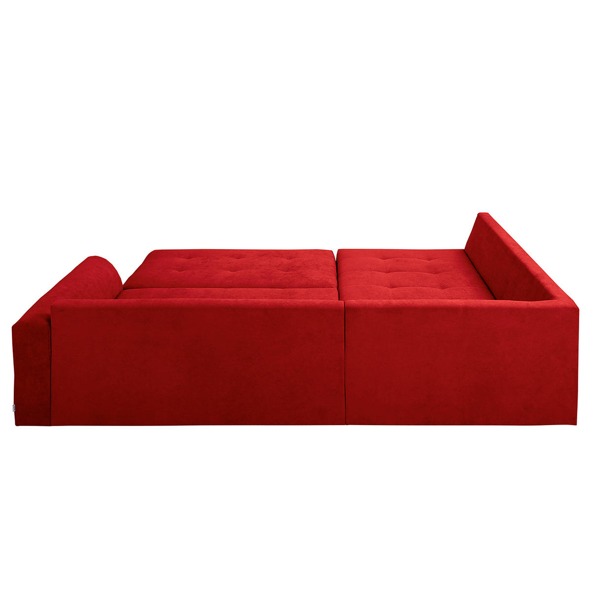 ECKSOFA inkl. Hocker Ariella Rot Mikrofaser Rückenkissen, Hocker  - Rot/Naturfarben, Design, Holz/Textil (161/231cm) - Livetastic