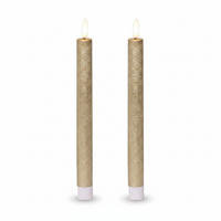 LED-KERZENSET  - Goldfarben, Basics, Naturmaterialien (2,20/2,20/24,50cm)