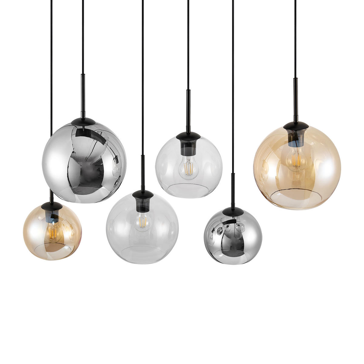 HÄNGELEUCHTE Amelie 97,5/42,5/150 cm   - Klar/Bernsteinfarben, Basics, Glas/Metall (97,5/42,5/150cm) - Novel