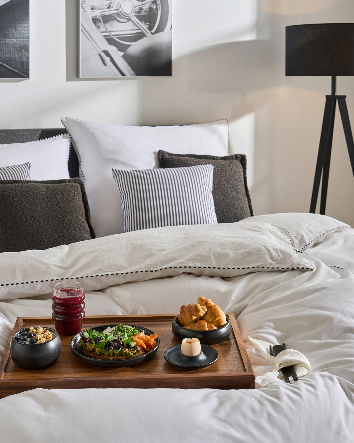 BOXSPRINGBETT 180/200 cm  in Grau  - Schwarz/Grau, KONVENTIONELL, Holz/Textil (180/200cm) - Jensen