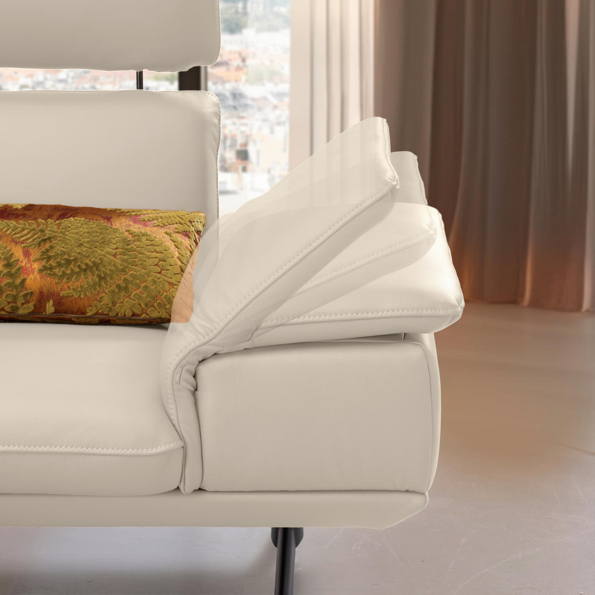 ECKSOFA in Echtleder Ecru  150/242 cm  - Ecru/Beige, Design, Leder/Metall (150/242cm) - Koinor