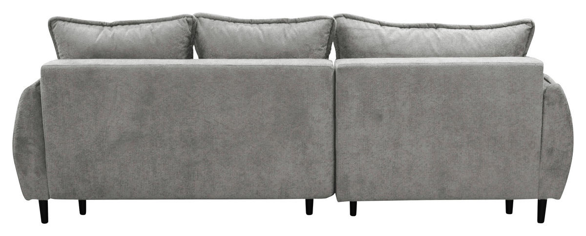 ECKSOFA MURANO Grau Chenille Zierkissen, Rückenkissen, Bettkasten  - Schwarz/Grau, Design, Holz/Textil (167/242cm) - MID.YOU