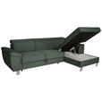 ECKSOFA inkl. Funktionen Waldgrün Cord  - Waldgrün/Silberfarben, Design, Textil/Metall (250/167cm) - Xora