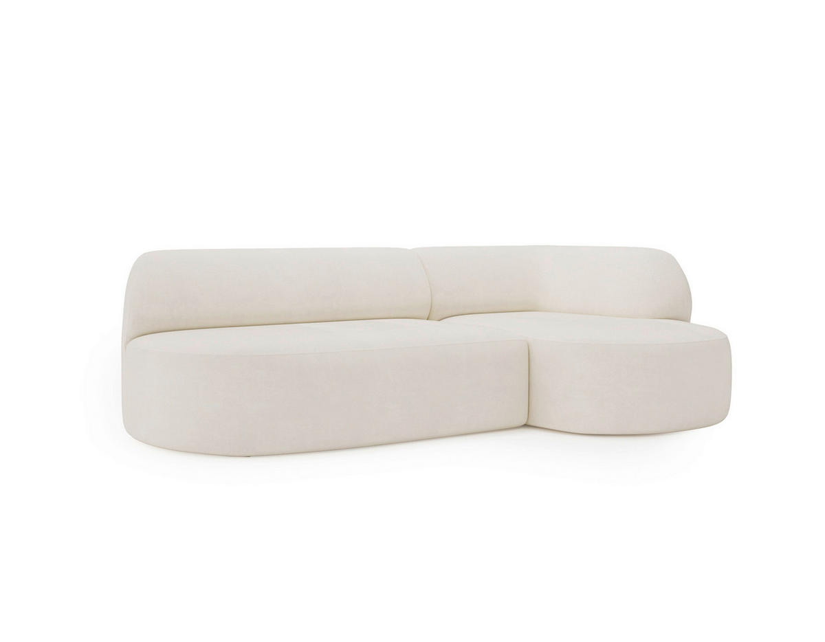 ECKSOFA Chenille Creme  - Creme/Schwarz, Design, Kunststoff/Textil (218/156cm) - Livetastic