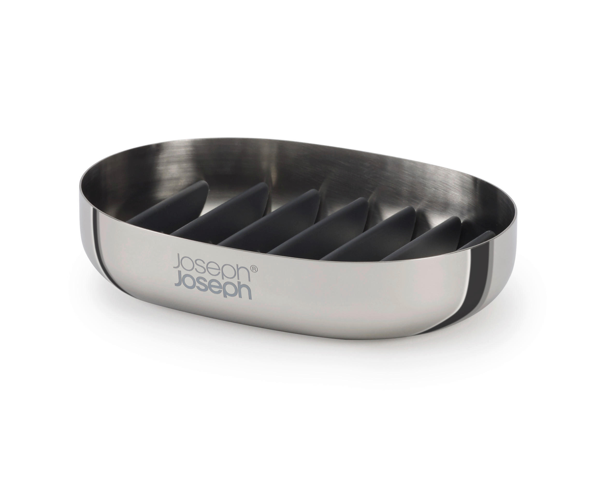 POSUDA ZA SAPUN  crna, boja nerđajućeg čelika  metal, plastika  - boja nerđajućeg čelika/crna, Konvencionalno, metal/plastika (11.5/2.5/8cm) - Joseph Joseph