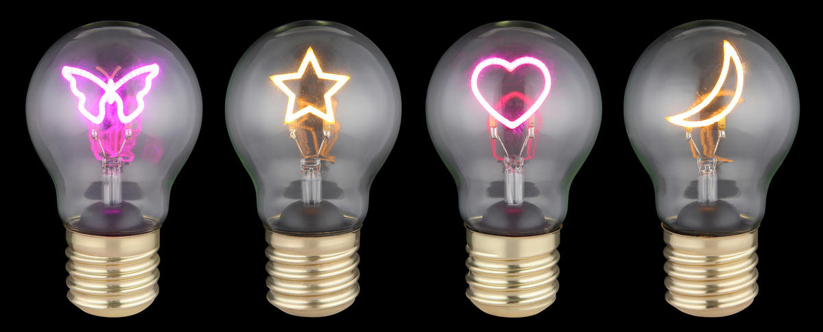 LED DÍSZLÁMPA - arany, Basics, Üveg/fém (7/12cm)