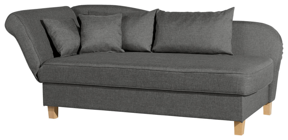 RÉCAMIERE in Flachgewebe Anthrazit  - Anthrazit/Buchefarben, Design, Holz/Textil (190/82/88cm) - Max Winzer