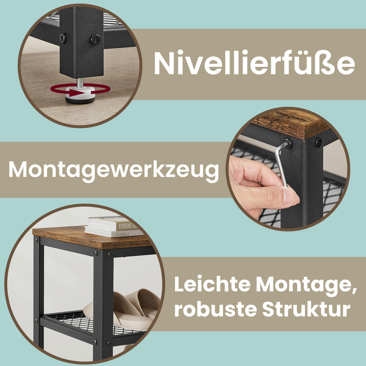 SCHUHREGAL Schwarz, Dunkelbraun  - Dunkelbraun/Schwarz, Trend, Holzwerkstoff (73/45/30cm) - MID.YOU