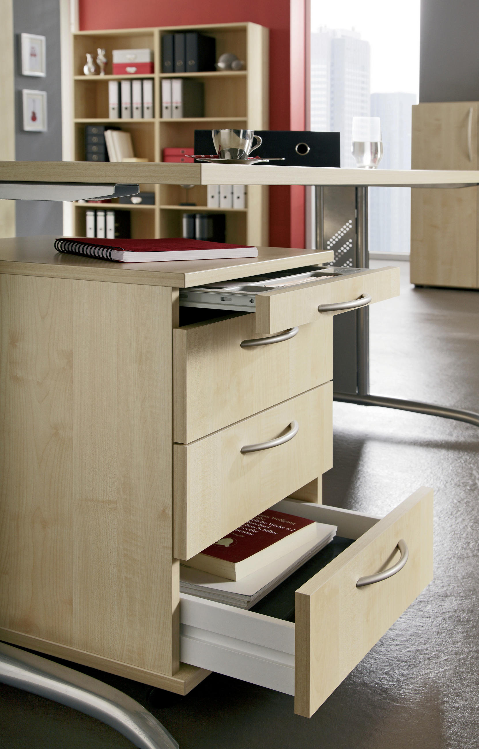 ROLLCONTAINER Buchefarben  - Buchefarben/Silberfarben, KONVENTIONELL, Holzwerkstoff/Kunststoff (42,8/59/58cm) - Venda