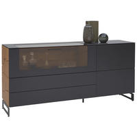 SIDEBOARD Eichefarben, Titanfarben  183/75/44 cm  - Eichefarben/Anthrazit, Natur, Glas/Holz (183/75/44cm) - Valnatura