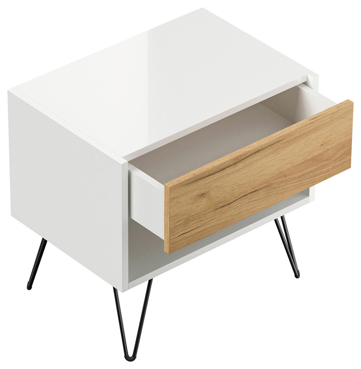 NACHTTISCH 51,2/50/35,6 cm  - Eichefarben/Schwarz, Basics, Holzwerkstoff/Metall (51,2/50/35,6cm) - MID.YOU