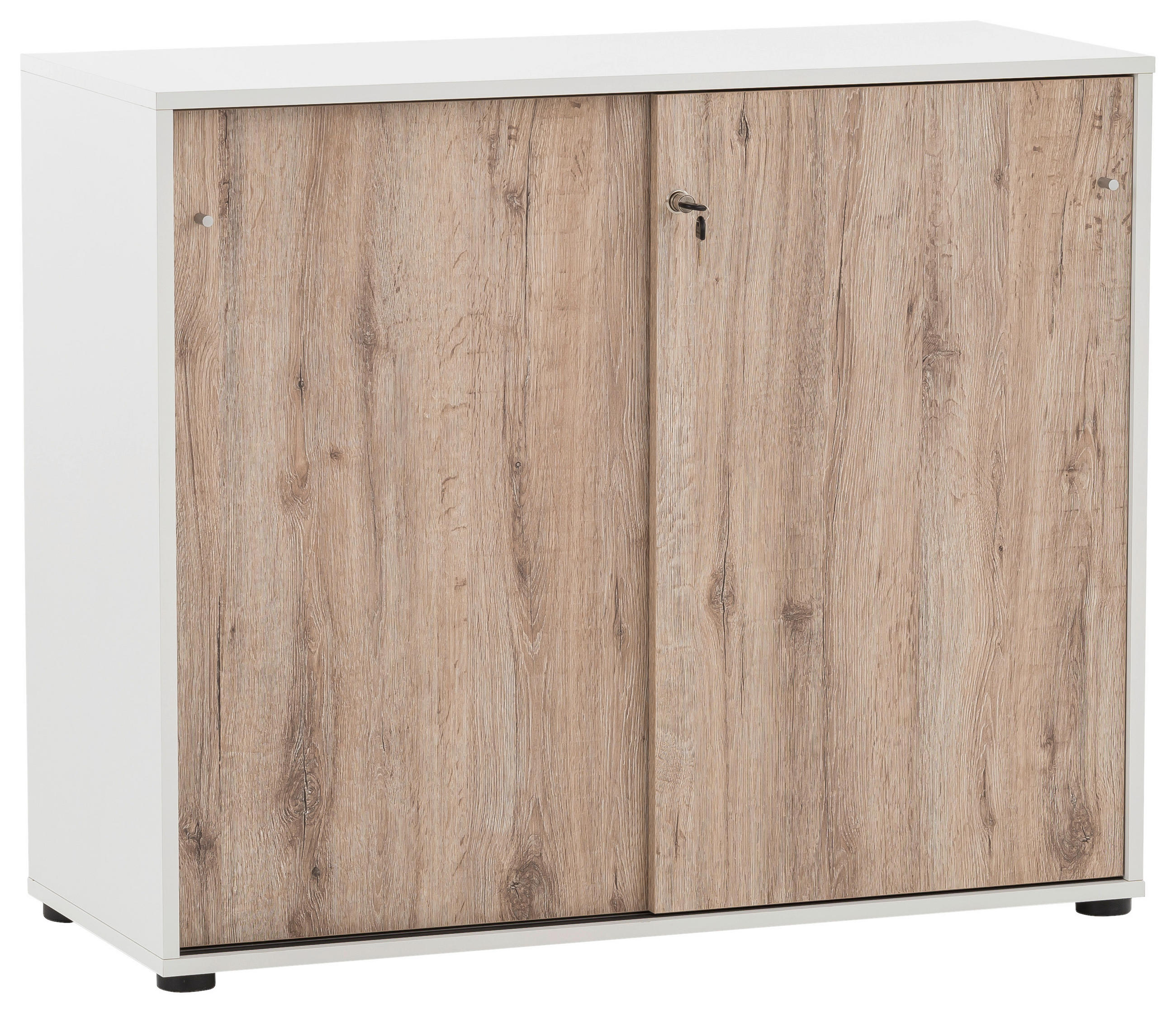 AKTENSCHRANK Weiß, Wildeiche  - Wildeiche/Weiß, MODERN, Holzwerkstoff (100,1/83,6/41cm) - MID.YOU