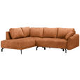 ECKSOFA in Webstoff Rostfarben  - Rostfarben/Schwarz, LIFESTYLE, Textil/Metall (191/250cm) - Carryhome