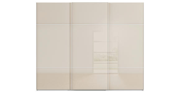 SCHWEBETÜRENSCHRANK 301/223/68 cm 3-türig Weiß, Champagner - Champagner/Weiß, KONVENTIONELL, Glas/Holzwerkstoff (301/223/68cm) - Novel