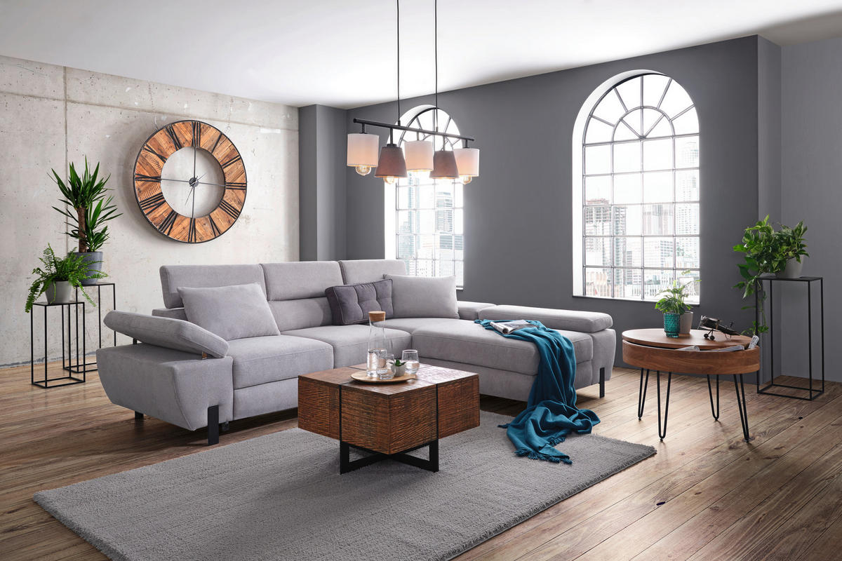 HÖRNSOFFA i vävt tyg grå  - ljusgrå/svart, Modern, metall/trämaterial (277/189cm) - MID.YOU