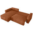 ECKSOFA Rostfarben Cord Zierkissen, Rückenkissen, Bettkasten, Schlaffunktion, Rücken echt, Liegefläche im Originalstoff  - Rostfarben/Schwarz, MODERN, Kunststoff/Textil (190/280cm) - Carryhome