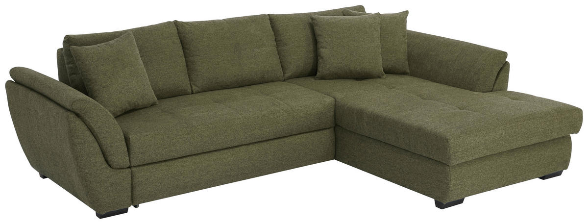 ECKSOFA in Webstoff Grün  - Schwarz/Grün, Design, Kunststoff/Textil (278/187cm) - Livetastic