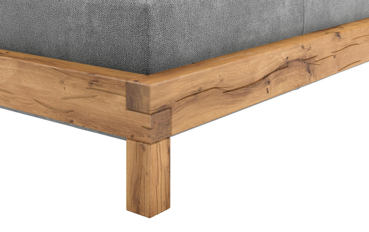 BOXSPRINGBETT 160/200 cm  in Hellgrau  - Buchefarben/Hellgrau, Natur, Holz/Textil (160/200cm) - Livetastic