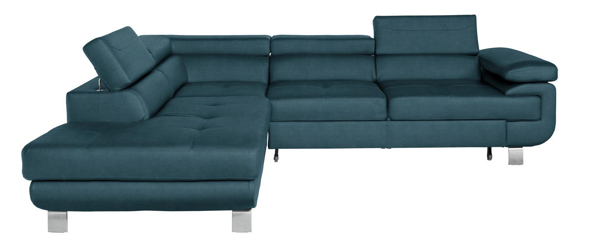 SOFFA i velour turkos  - turkos/kromfärg, Design, metall/textil (275/230cm) - Carryhome