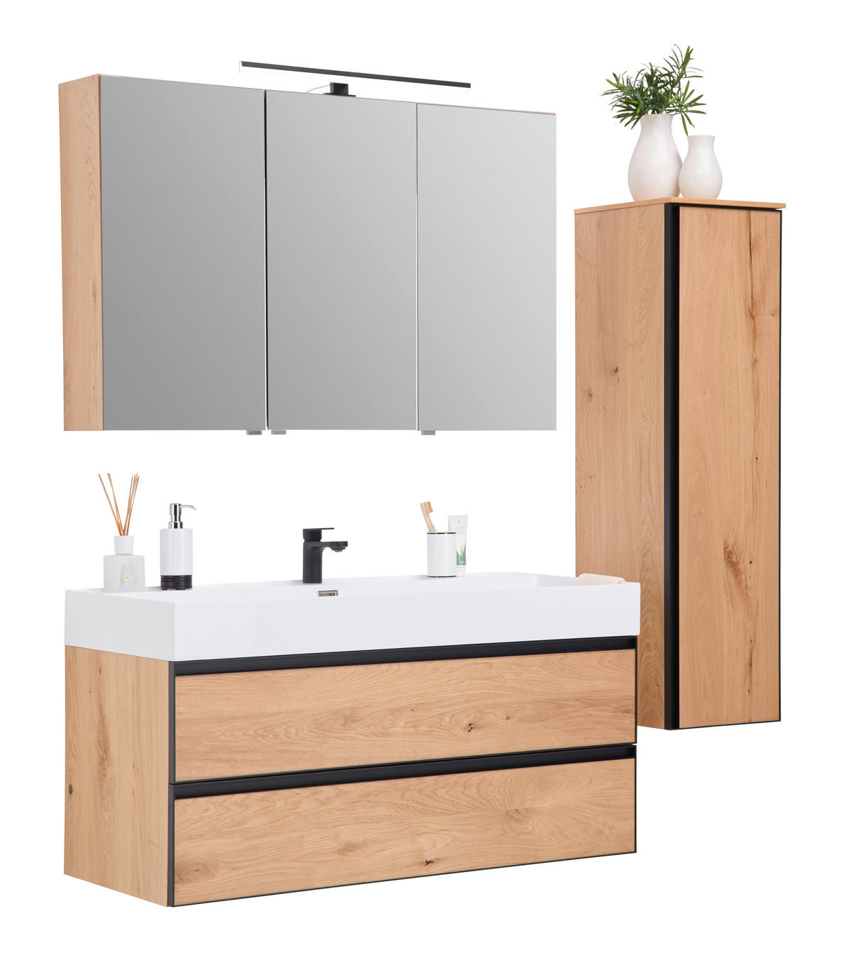 BADEZIMMER  in 120 cm  - Eichefarben/Schwarz, MODERN, Holz (120cm) - Dieter Knoll