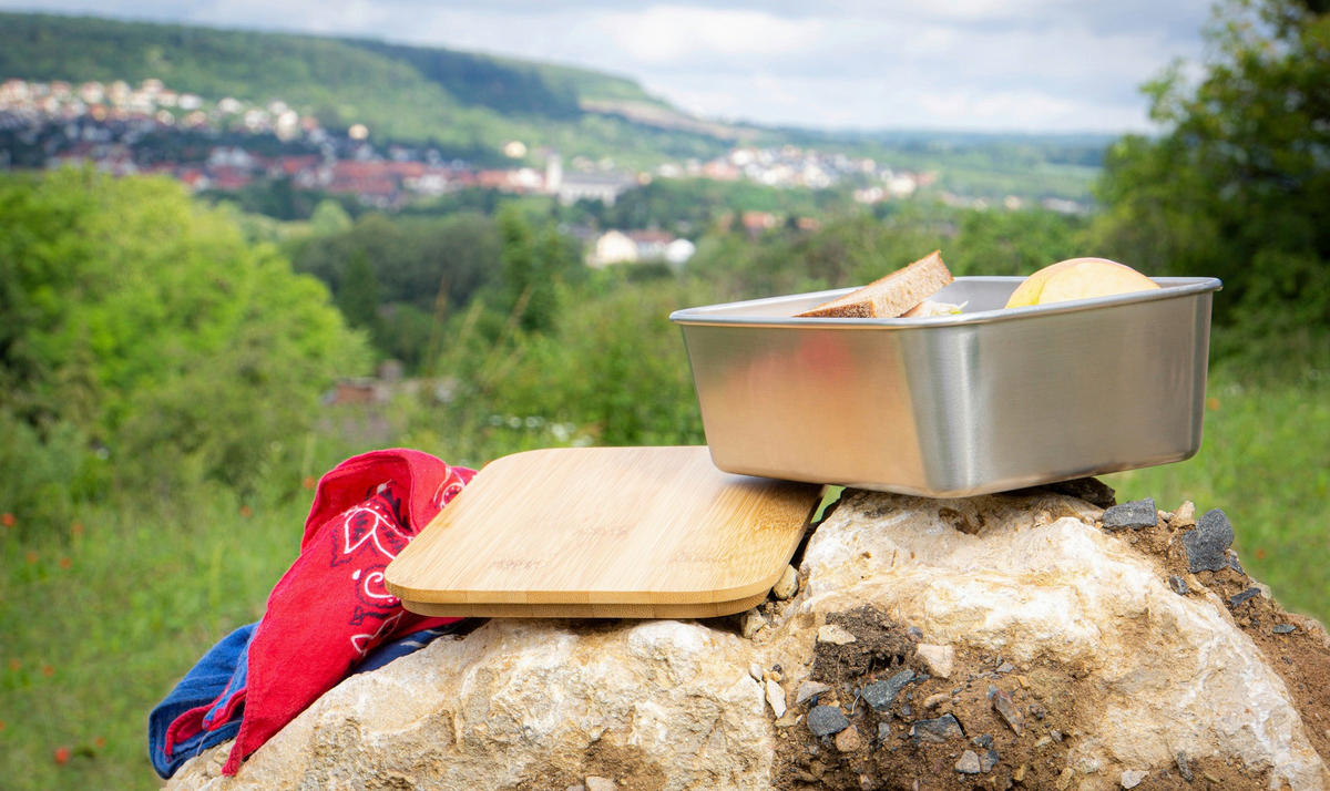 LUNCHBOX - silver, Basics, metall/trä (20/15/7,5cm) - Echtwerk