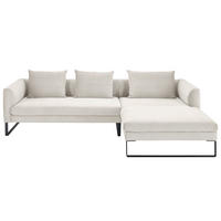 ECKSOFA Weiß Feincord Rückenkissen, Rücken echt  - Schwarz/Weiß, KONVENTIONELL, Textil/Metall (284/178cm) - Hom`in
