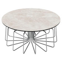 COUCHTISCH in Metall, Keramik 90/90/40 cm  - Chromfarben/Creme, MODERN, Keramik/Metall (90/90/40cm) - Naos
