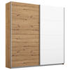 SCHWEBETÜRENSCHRANK in Eiche Artisan, Weiss  - Weiss/Alufarben, Modern, Holzwerkstoff/Metall (181/197/61cm) - Rauch Möbel