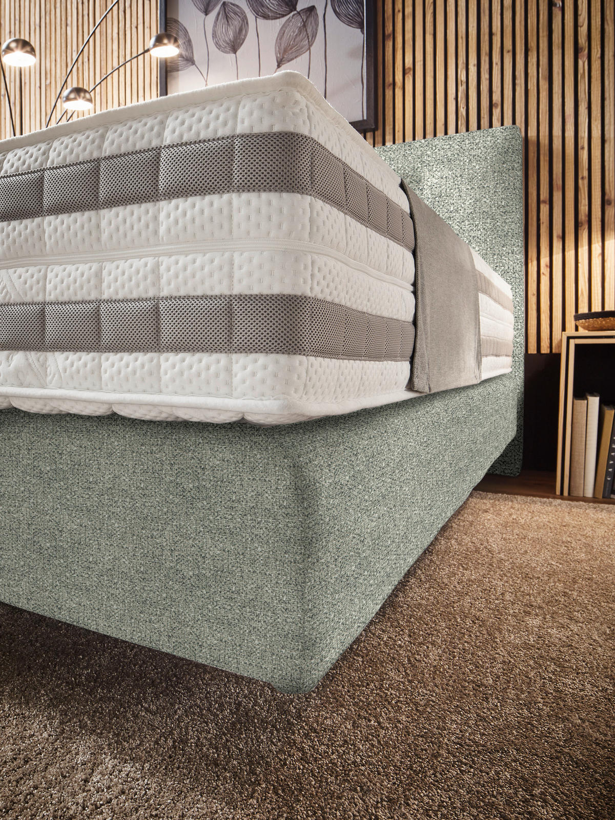 BOXSPRINGBETT 160/200 cm  in Beige  - Beige, KONVENTIONELL, Holz/Textil (160/200cm) - Dieter Knoll