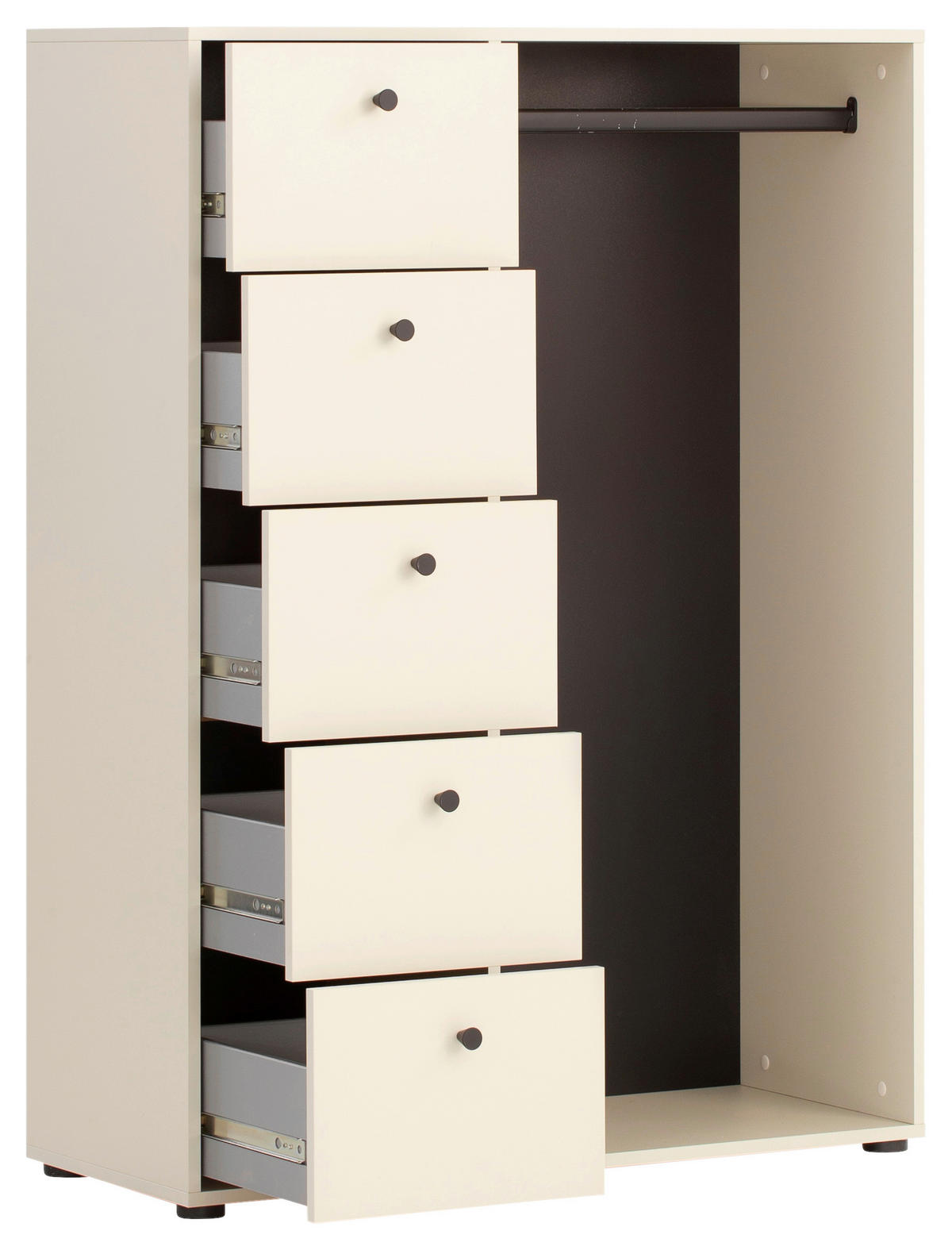 KLEIDERSCHRANK 98/132/98 cm Beige  - Beige/Schwarz, Design, Holzwerkstoff/Metall (98/132/98cm) - MID.YOU