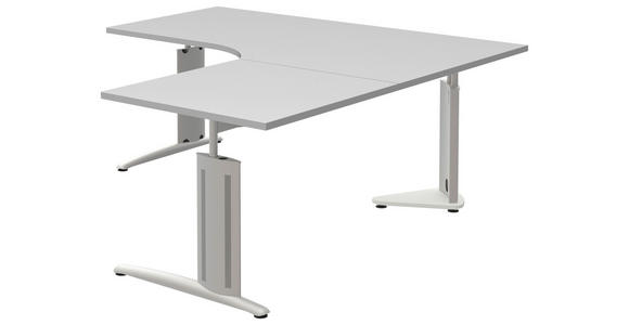 ECKSCHREIBTISCH 180/180/70-82 cm  in Grau, Alufarben, Anthrazit  - Anthrazit/Alufarben, KONVENTIONELL, Holzwerkstoff/Metall (180/180/70-82cm) - Moderano