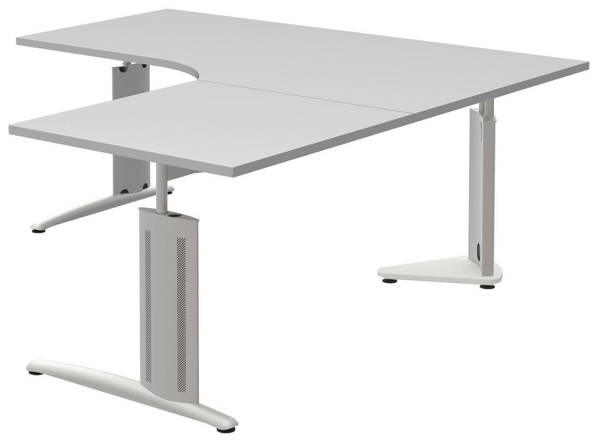 ECKSCHREIBTISCH 180/180/70-82 cm  in Anthrazit, Grau, Alufarben  - Anthrazit/Alufarben, KONVENTIONELL, Holzwerkstoff/Metall (180/180/70-82cm) - Moderano