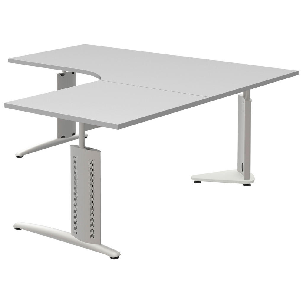 Thumbnail - Moderano Eckschreibtisch, Anthrazit, Grau, Alu, Metall, Holzwerkstoff, Freiform, Kufe, 180x70-82x180 cm, Made in Germany...