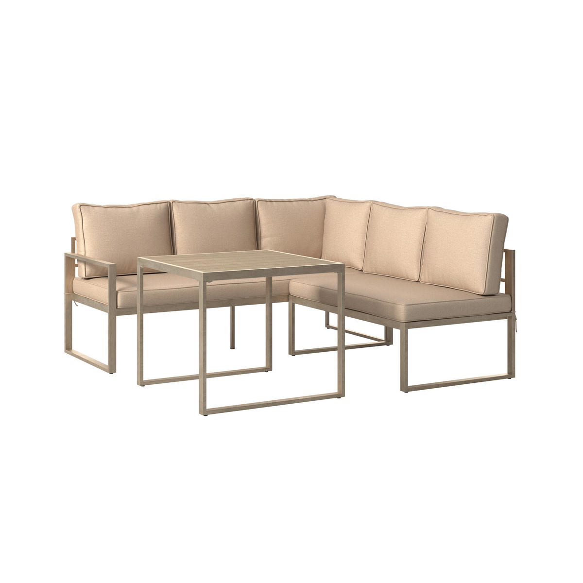 VRTNA LOUNGE GARNITURA jeklo  - bež, Moderno, kovina/umetna masa (75/75/64.5cm) - Ambia Garden